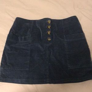 Urban Outfitters velvet mini skirt in navy blue
